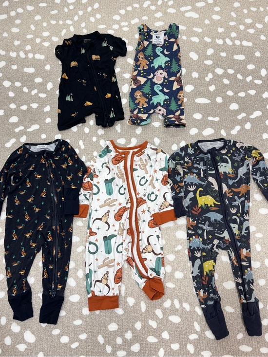 Little Sleepies Other - Lot of 5 bamboo footies baby boy romper zippy western kyte pokemon ducks navy
